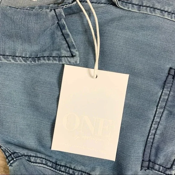 One Teaspoon Button Down Shirt Denim Jean Chambray Dallas Tencel Size XXS - Picture 10 of 16